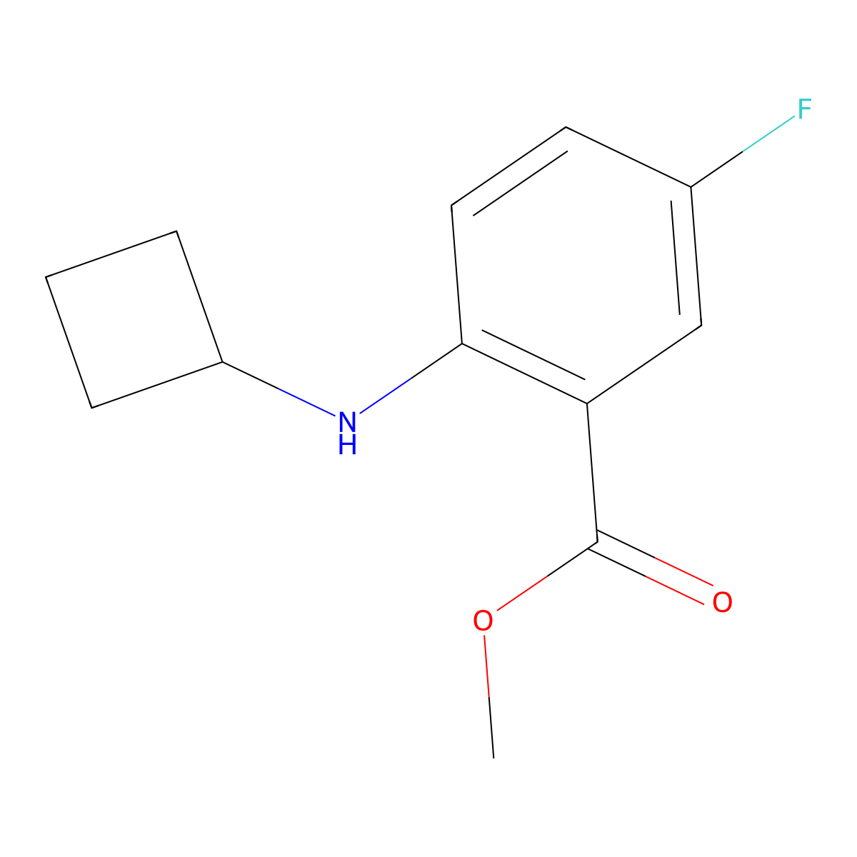 Methyl 2-(cyclobutylamino)-5-fluorobenzoate molecular structure, CAS 1249421-82-6