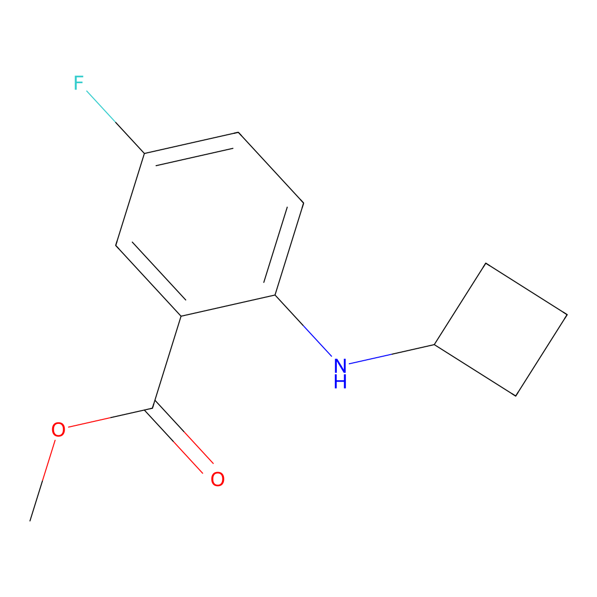 Methyl 2-(cyclobutylamino)-5-fluorobenzoate molecular structure, CAS 1249421-82-6