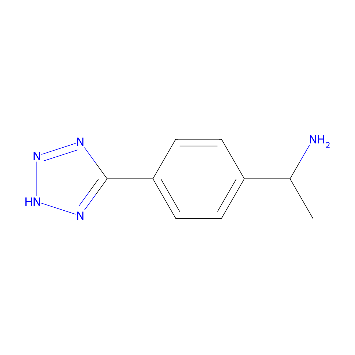 1-[4-(1H-1,2,3,4-tetrazol-5-yl)phenyl]ethan-1-amine molecular structure, CAS 1249424-31-4