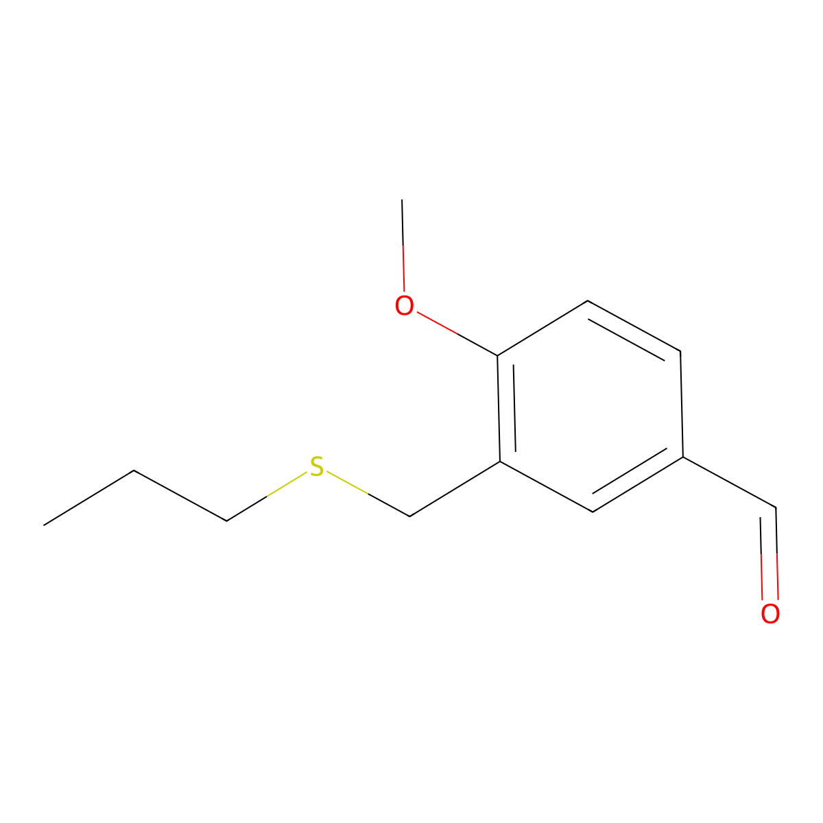 4-Methoxy-3-((propylthio)methyl)benzaldehyde molecular structure, CAS 1249424-32-5