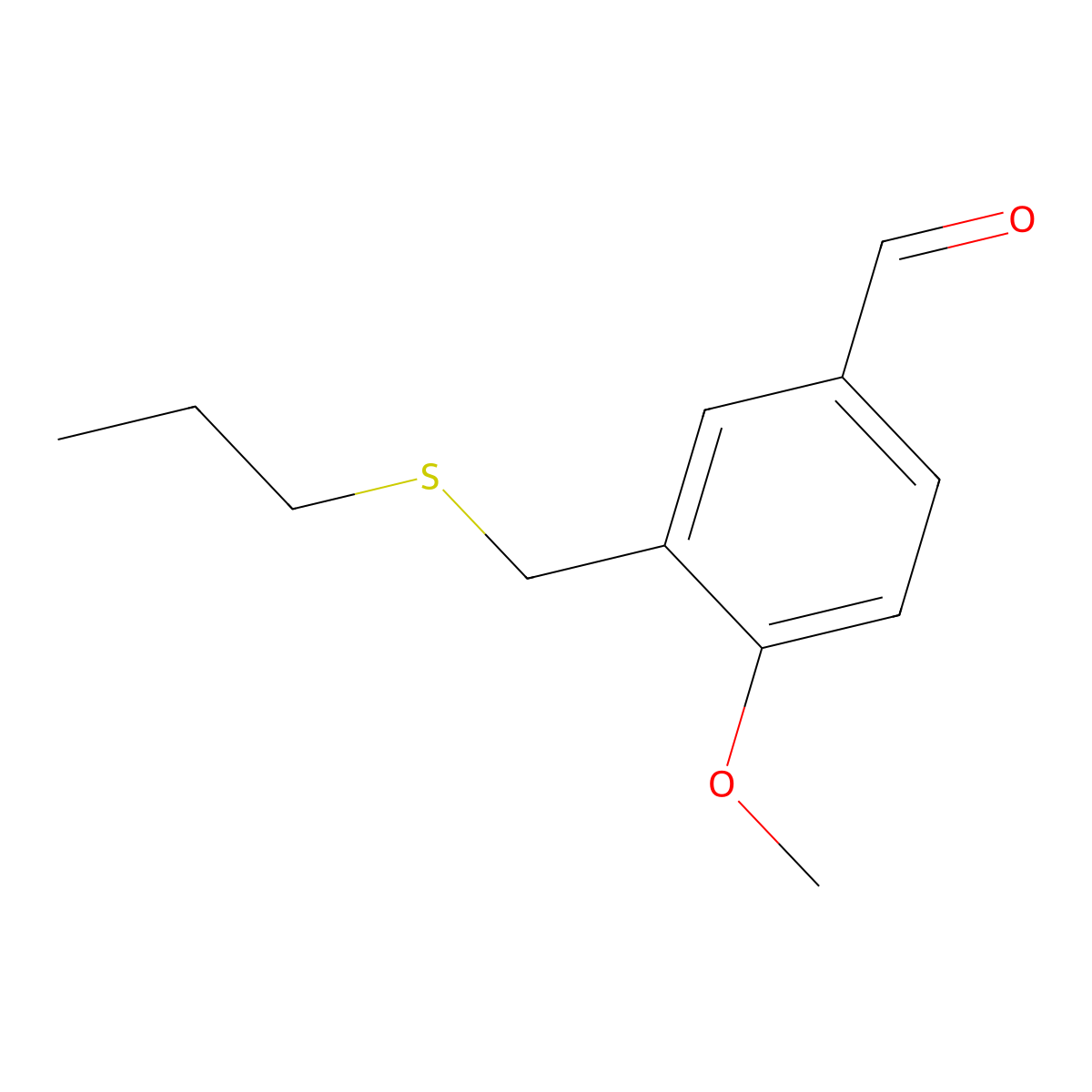 4-Methoxy-3-((propylthio)methyl)benzaldehyde molecular structure, CAS 1249424-32-5