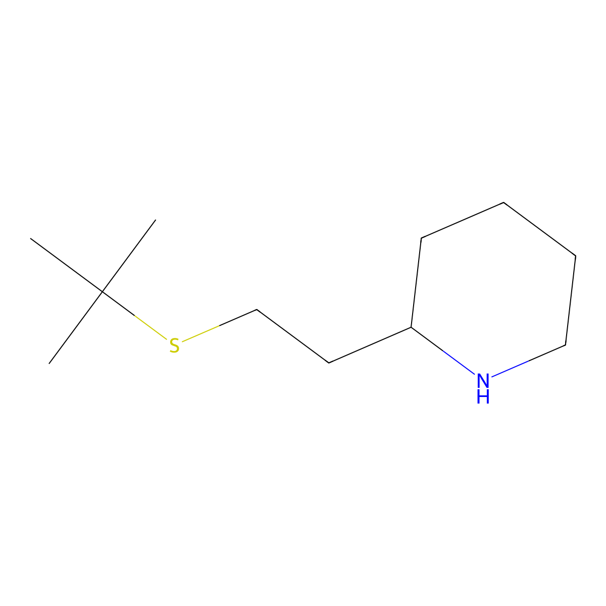 2-[2-(Tert-butylsulfanyl)ethyl]piperidine molecular structure, CAS 1249425-80-6