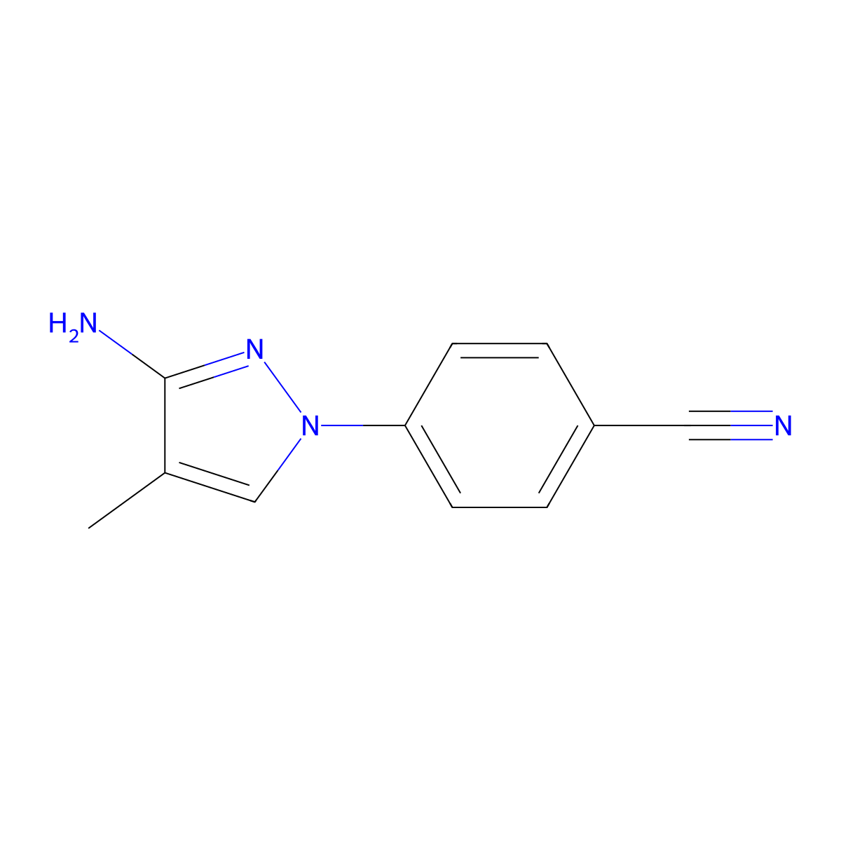 4-(3-amino-4-methyl-1H-pyrazol-1-yl)benzonitrile molecular structure, CAS 1249427-15-3