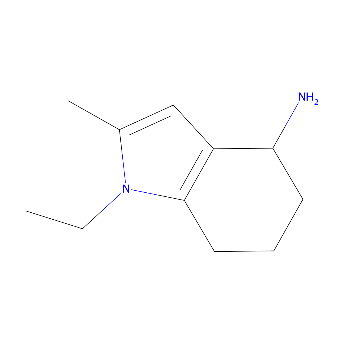 1-ethyl-2-methyl-4,5,6,7-tetrahydro-1H-indol-4-amine molecular structure, CAS 1249427-48-2