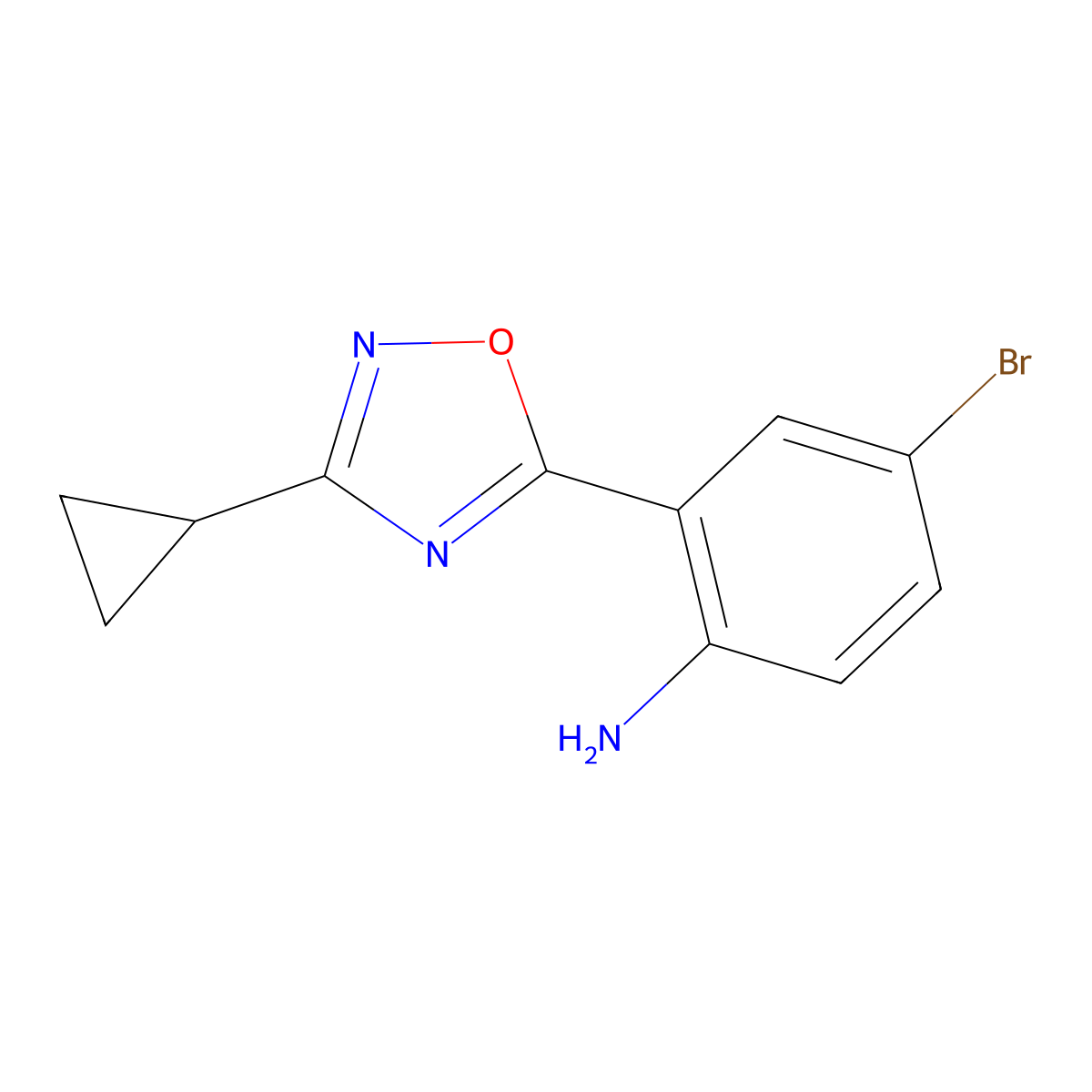 4-Bromo-2-(3-cyclopropyl-1,2,4-oxadiazol-5-yl)aniline molecular structure, CAS 1249431-17-1