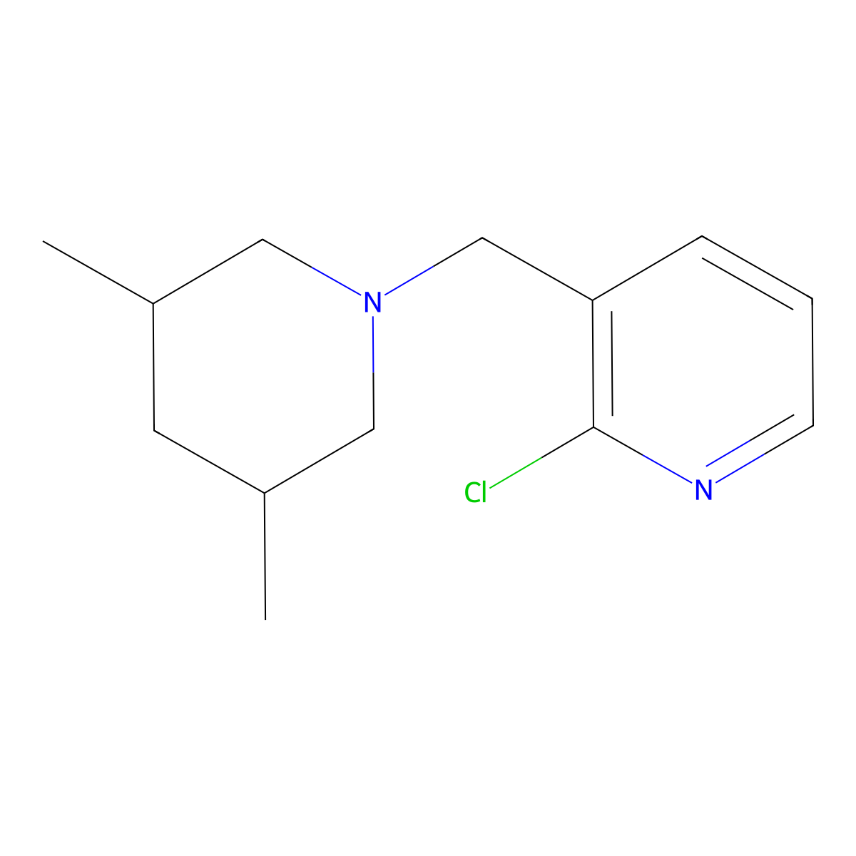 2-Chloro-3-((3,5-dimethylpiperidin-1-yl)methyl)pyridine molecular structure, CAS 1249432-16-3