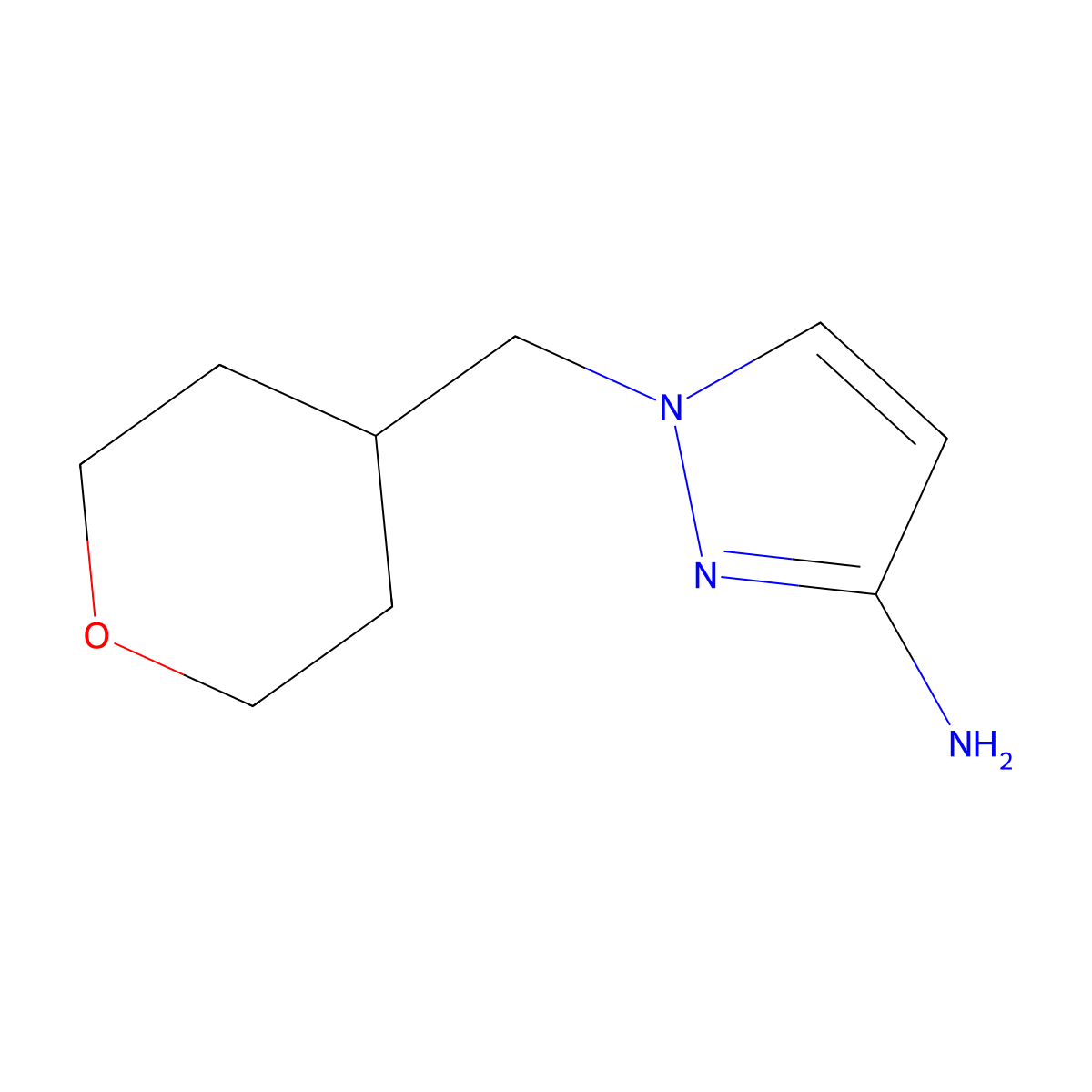 1-[(Oxan-4-yl)methyl]-1H-pyrazol-3-amine molecular structure, CAS 1249433-67-7