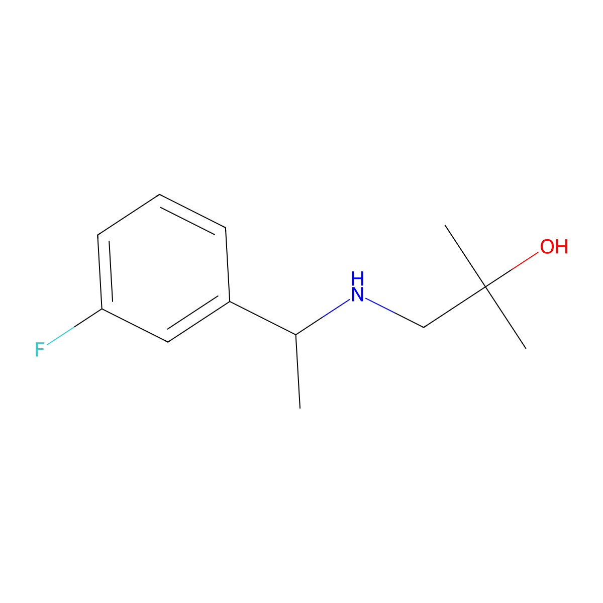 1-{[1-(3-Fluorophenyl)ethyl]amino}-2-methylpropan-2-ol molecular structure, CAS 1249435-26-4