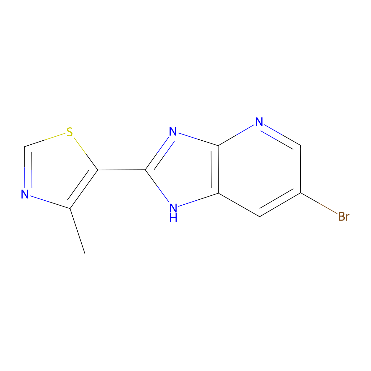 5-{6-bromo-1H-imidazo[4,5-b]pyridin-2-yl}-4-methyl-1,3-thiazole molecular structure, CAS 1249435-27-5