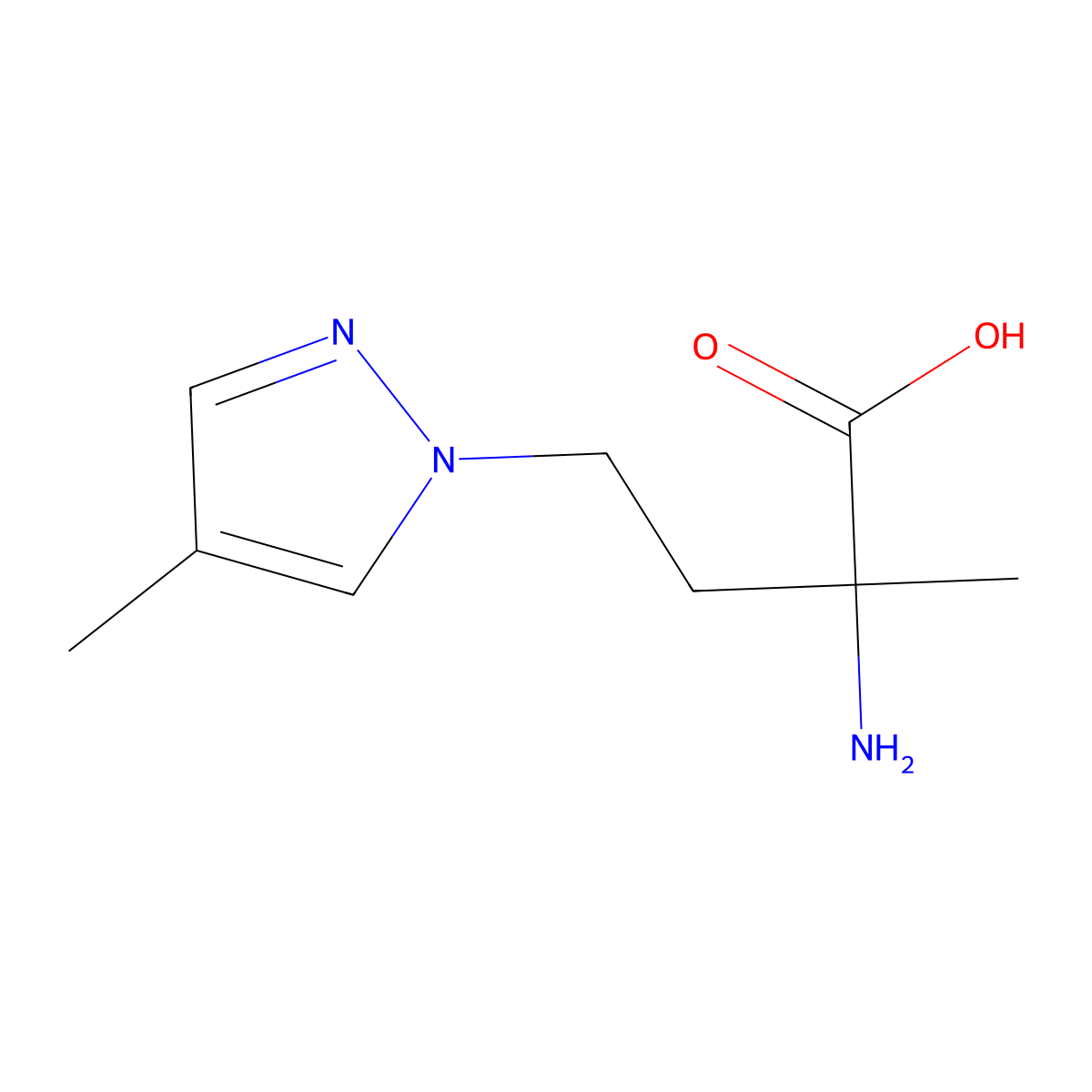 2-Amino-2-methyl-4-(4-methyl-1h-pyrazol-1-yl)butanoic acid molecular structure, CAS 1249435-50-4