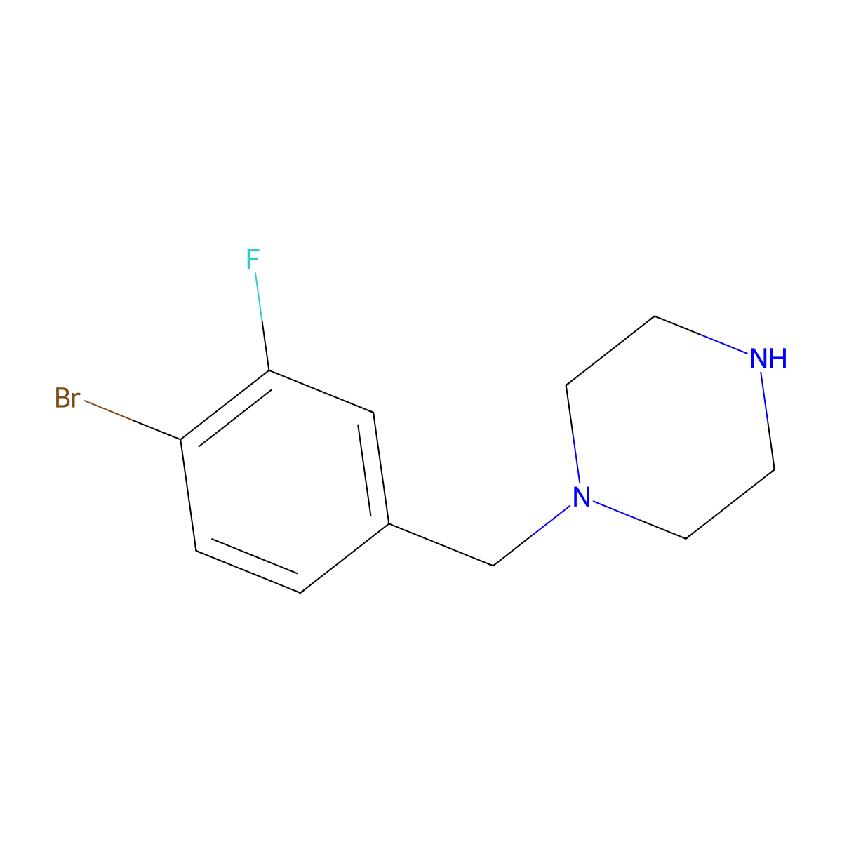 1-[(4-Bromo-3-fluorophenyl)methyl]piperazine molecular structure, CAS 1249436-04-1