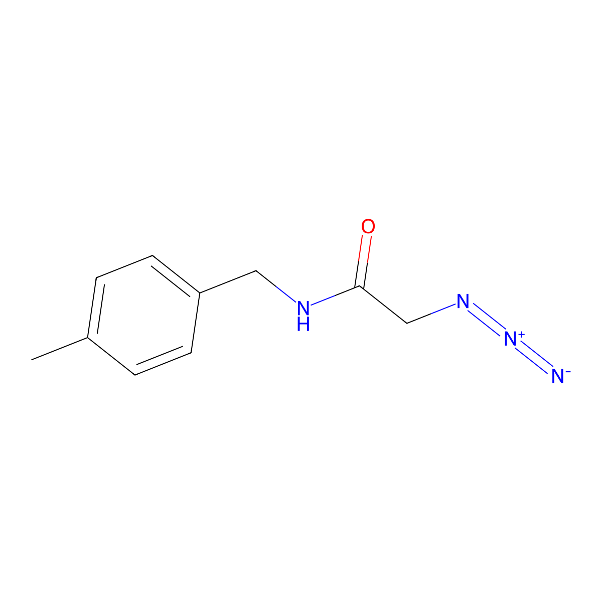 2-azido-N-(4-methylbenzyl)acetamide molecular structure, CAS 1249436-37-0