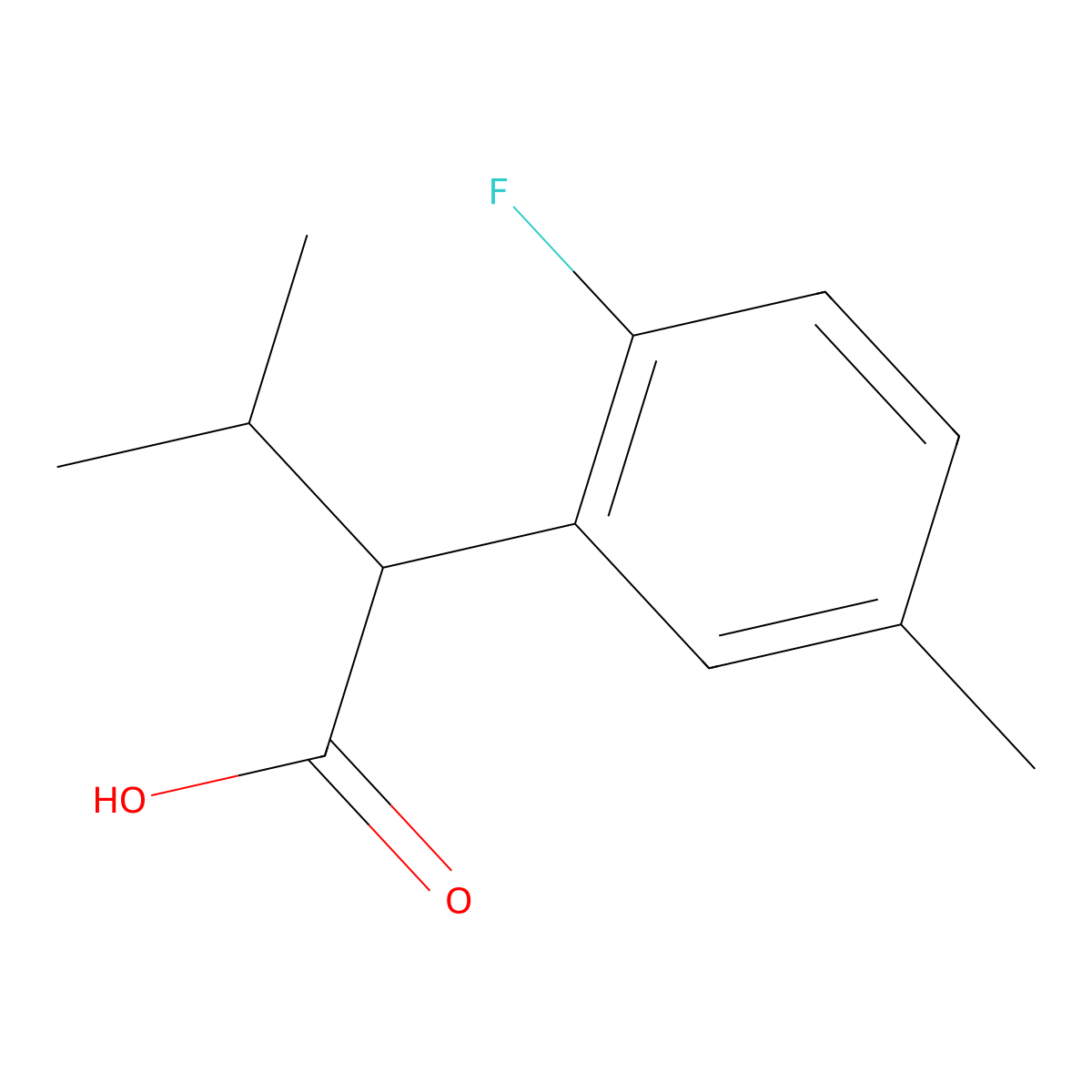 2-(2-Fluoro-5-methylphenyl)-3-methylbutanoic acid molecular structure, CAS 1249438-96-7