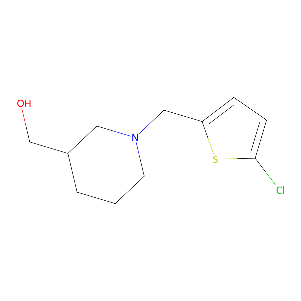 {1-[(5-Chlorothiophen-2-yl)methyl]piperidin-3-yl}methanol molecular structure, CAS 1249443-04-6
