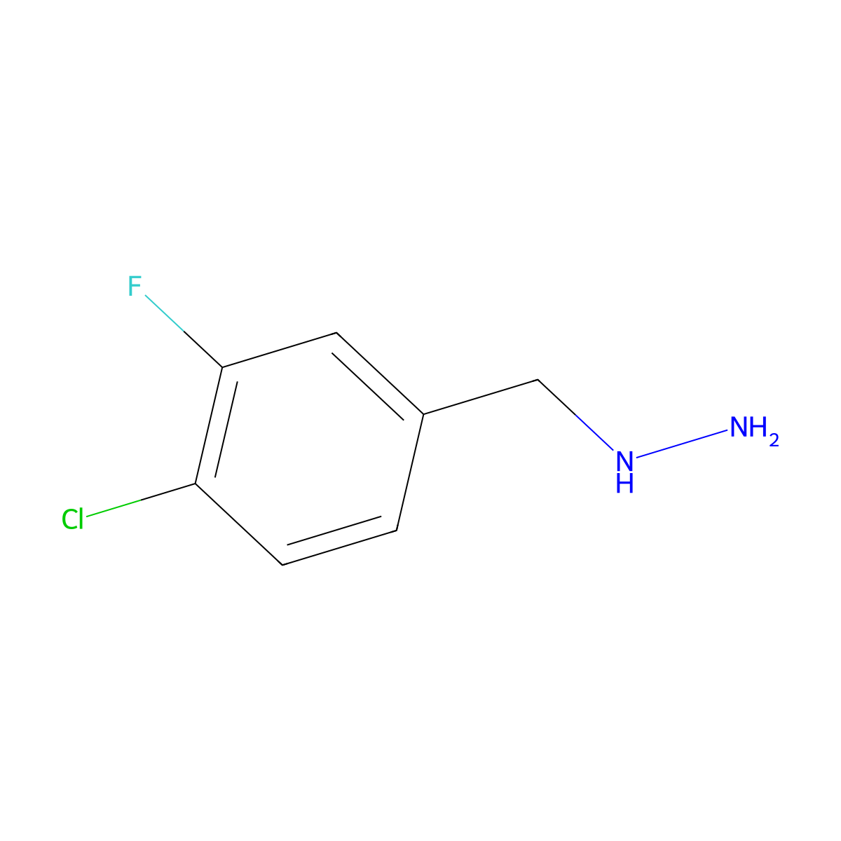 [(4-Chloro-3-fluorophenyl)methyl]hydrazine molecular structure, CAS 1249444-84-5