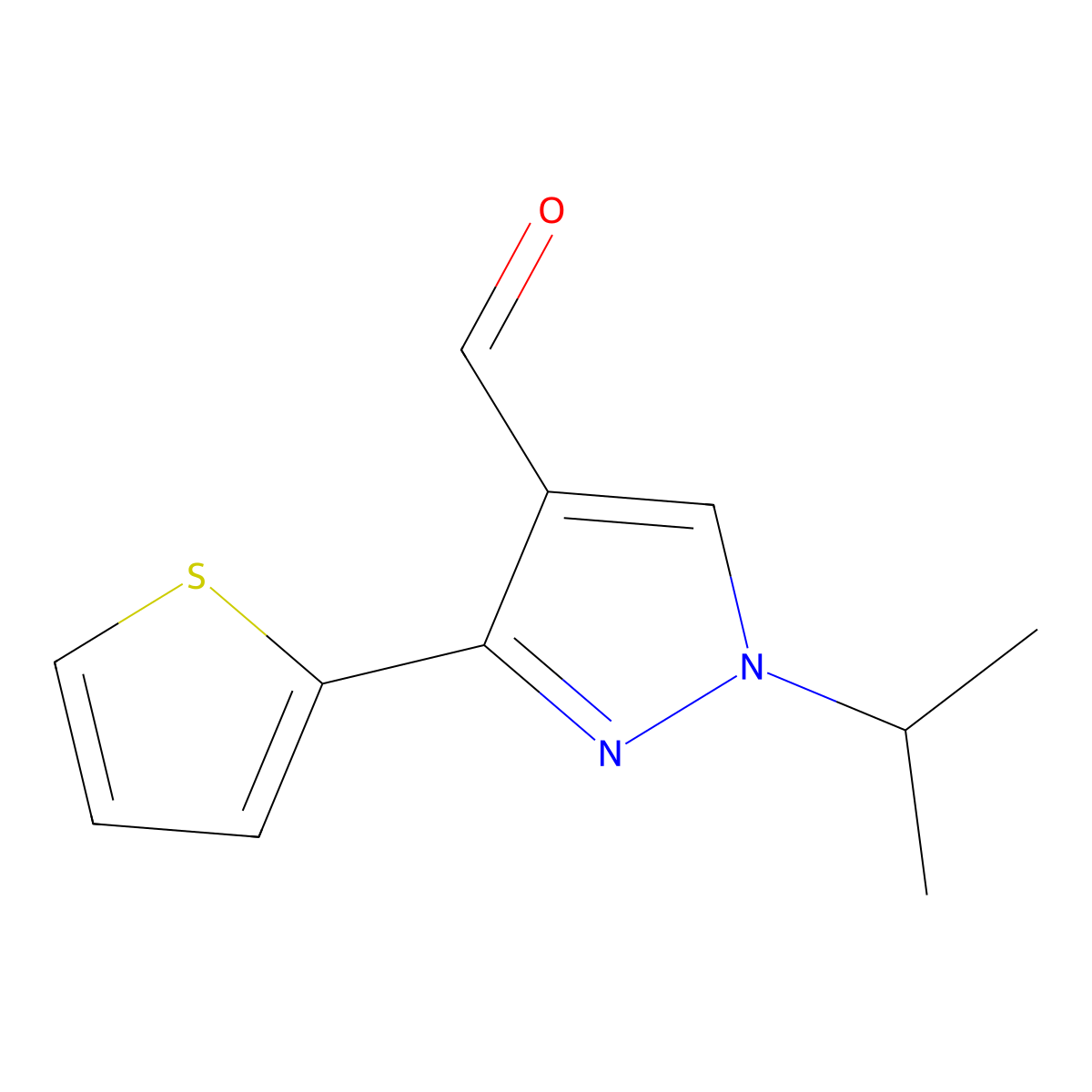 1-Isopropyl-3-(thiophen-2-yl)-1H-pyrazole-4-carbaldehyde molecular structure, CAS 1249446-49-8
