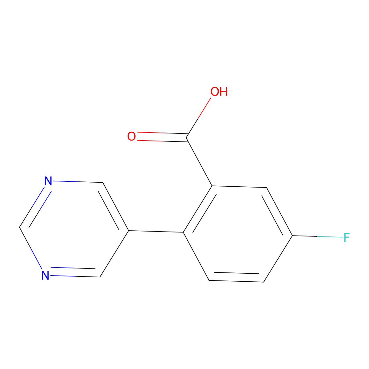 5-Fluoro-2-(pyrimidin-5-yl)benzoic acid molecular structure, CAS 1249447-85-5