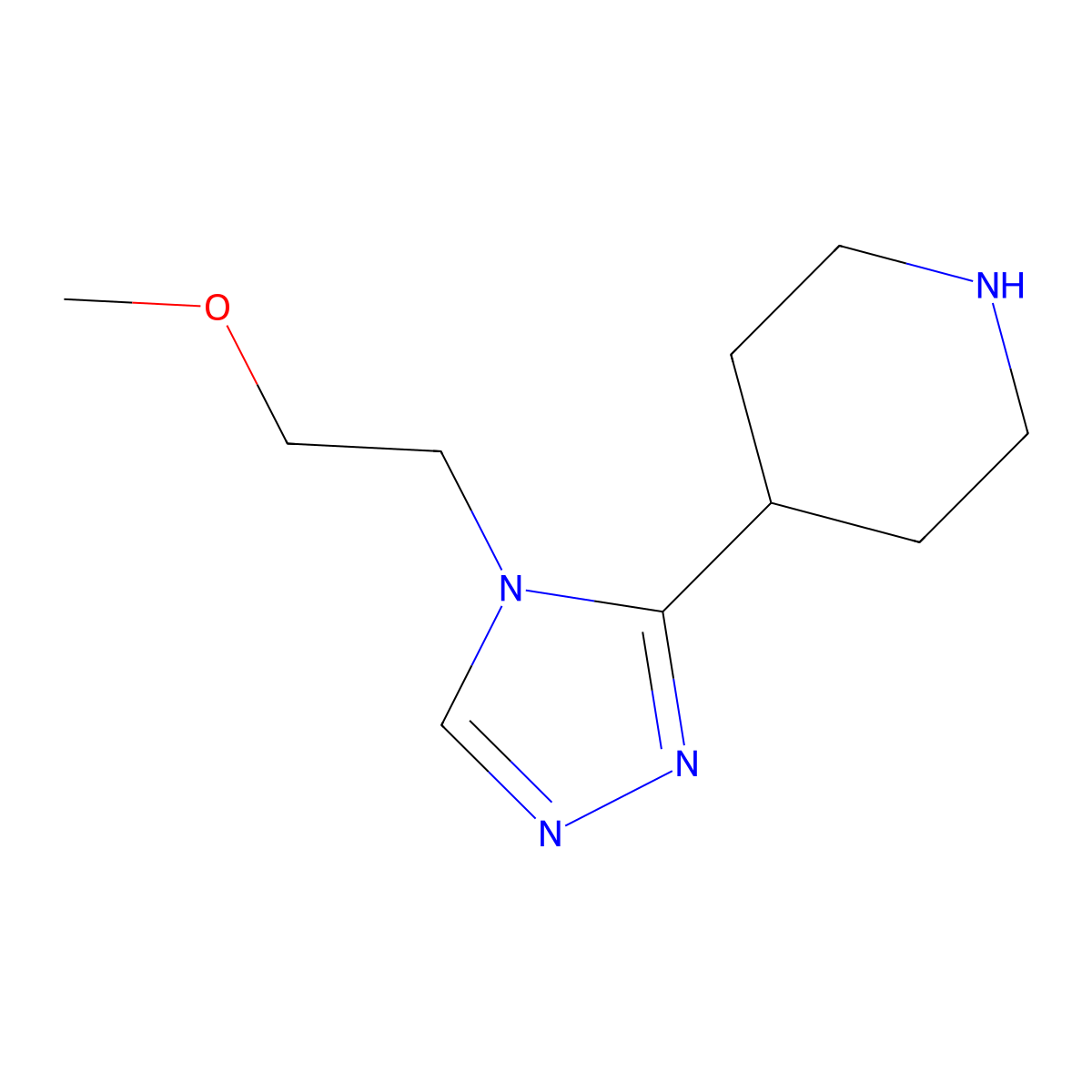 4-(4-(2-methoxyethyl)-4H-1,2,4-triazol-3-yl)piperidine molecular structure, CAS 1249448-52-9