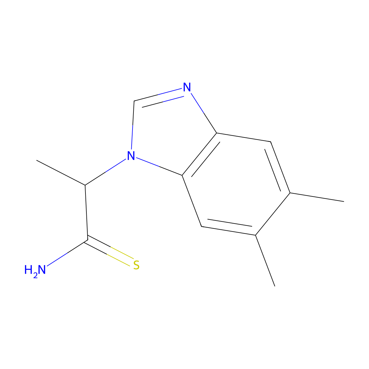 2-(5,6-dimethyl-1H-1,3-benzodiazol-1-yl)propanethioamide molecular structure, CAS 1249449-54-4
