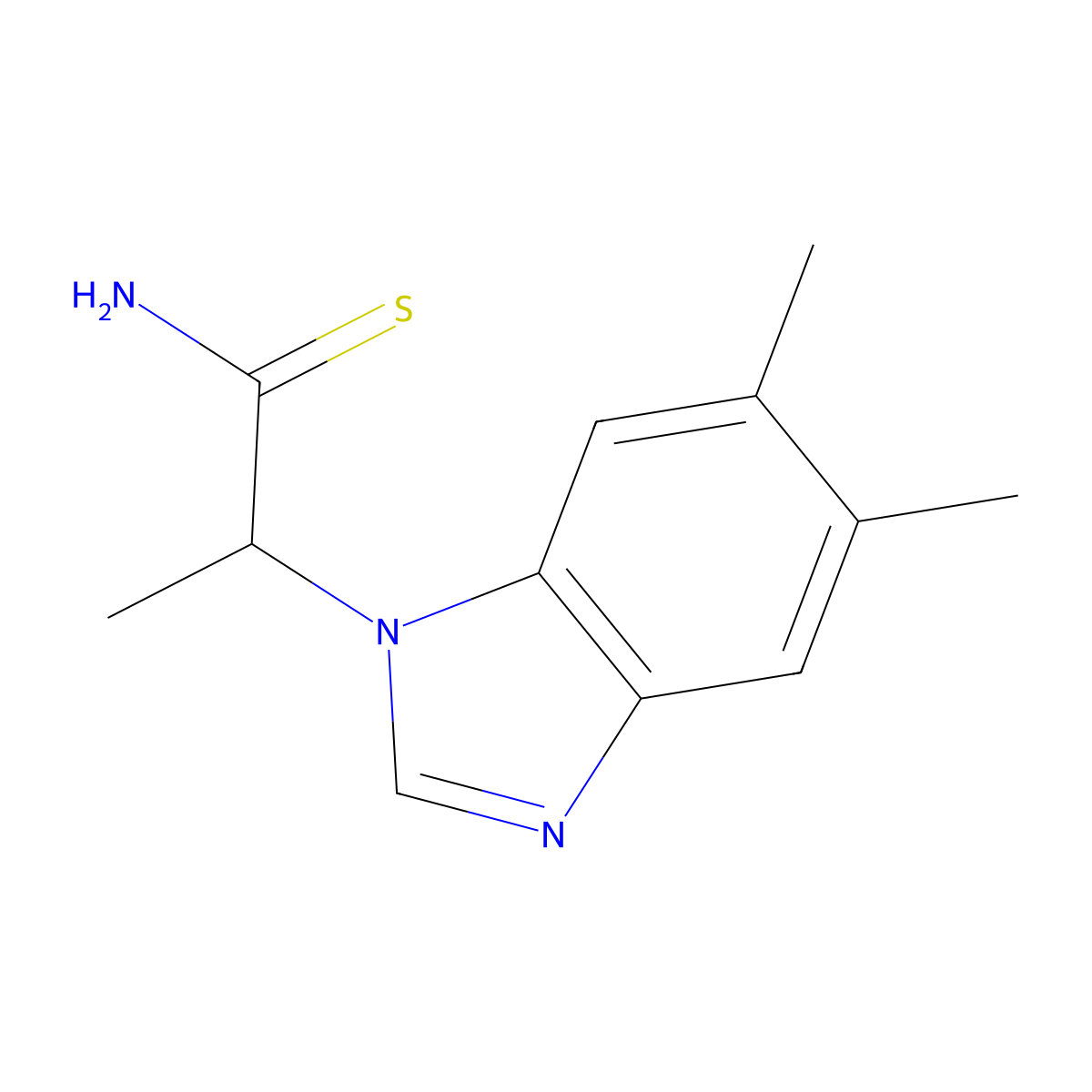 2-(5,6-dimethyl-1H-1,3-benzodiazol-1-yl)propanethioamide molecular structure, CAS 1249449-54-4