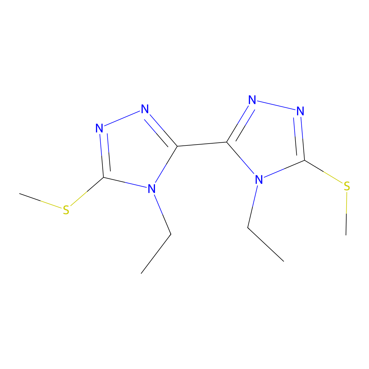 4-Ethyl-3-(4-ethyl-5-methylsulfanyl-1,2,4-triazol-3-yl)-5-methylsulfanyl-1,2,4-triazole molecular structure, CAS 124945-93-3