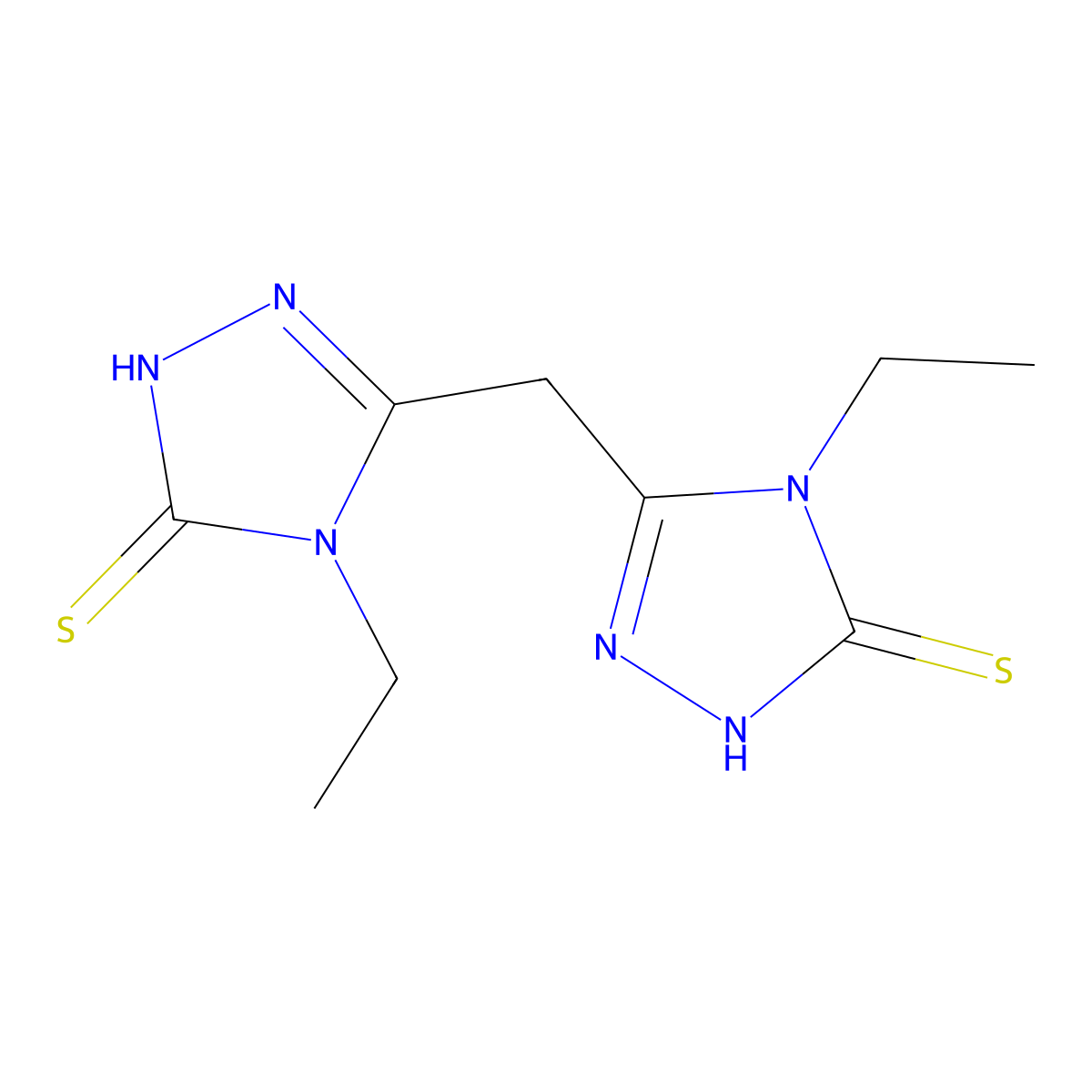 4-ethyl-3-[(4-ethyl-5-sulfanylidene-4,5-dihydro-1H-1,2,4-triazol-3-yl)methyl]-4,5-dihydro-1H-1,2,4-triazole-5-thione molecular structure, CAS 124945-94-4