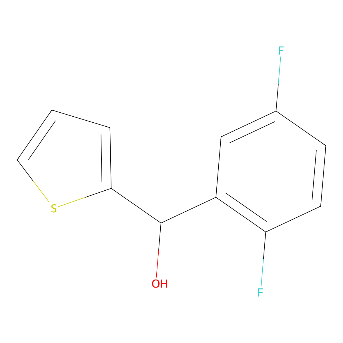 (2,5-Difluorophenyl)(thiophen-2-yl)methanol molecular structure, CAS 1249451-20-4