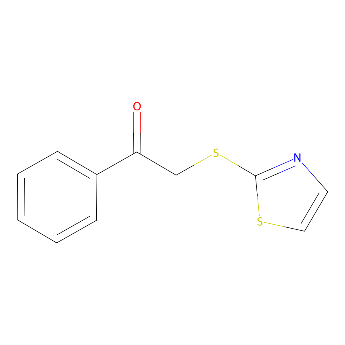 1-Phenyl-2-(thiazol-2-ylthio)ethan-1-one molecular structure, CAS 1249451-73-7