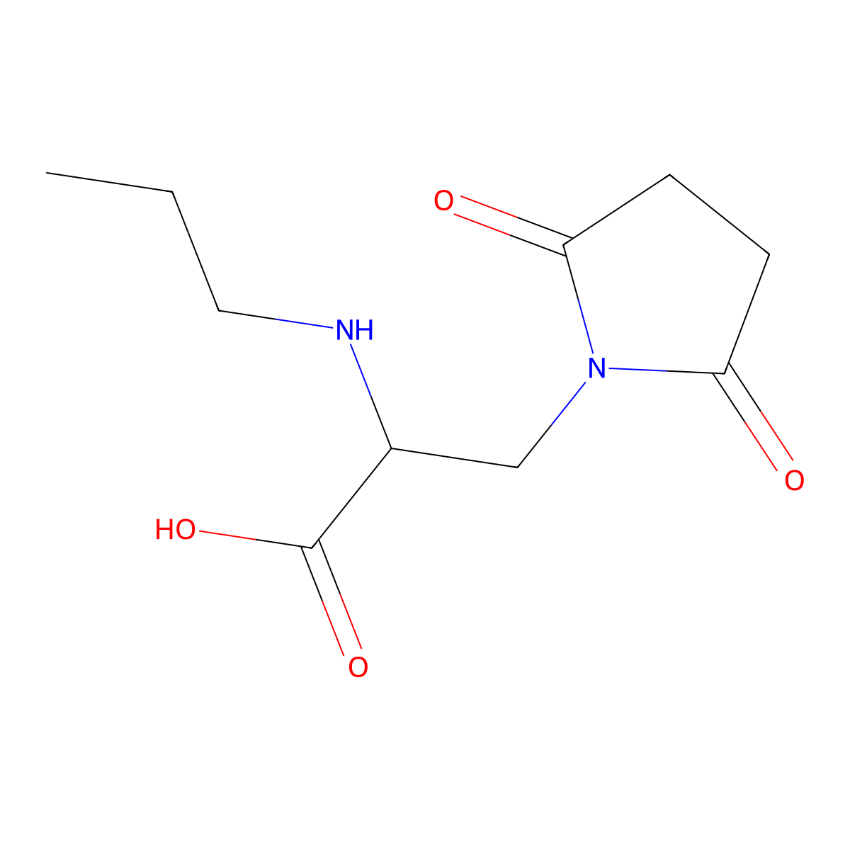3-(2,5-Dioxopyrrolidin-1-yl)-2-(propylamino)propanoic acid molecular structure, CAS 1249454-22-5