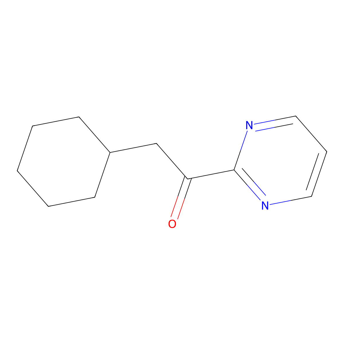 2-Cyclohexyl-1-(pyrimidin-2-yl)ethan-1-one molecular structure, CAS 1249454-39-4