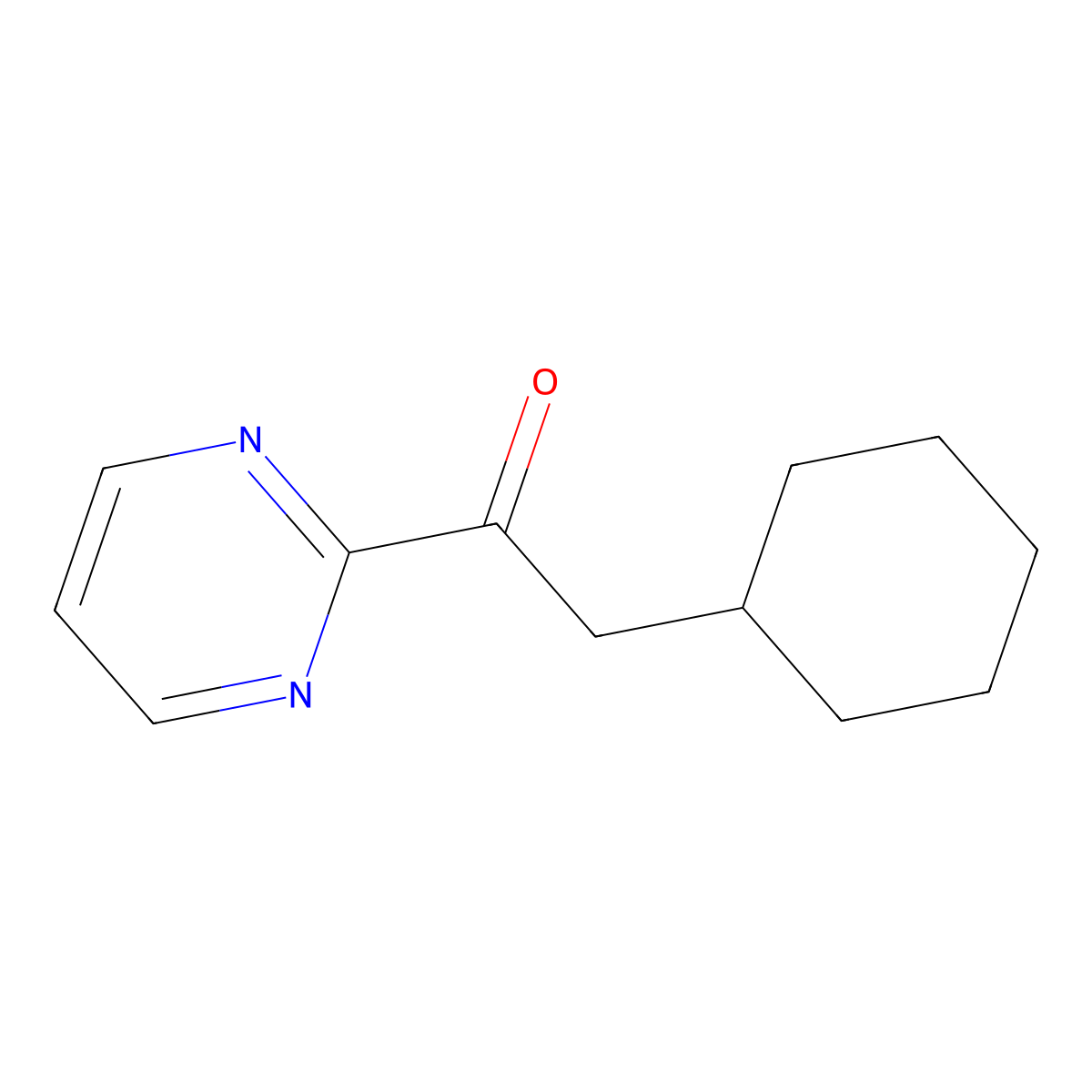 2-Cyclohexyl-1-(pyrimidin-2-yl)ethan-1-one molecular structure, CAS 1249454-39-4