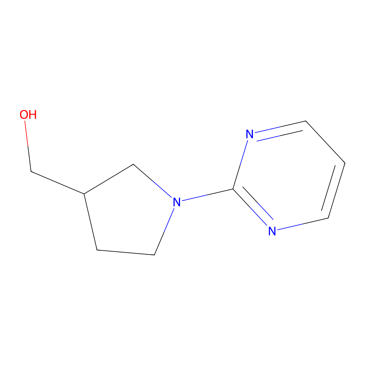 (1-(Pyrimidin-2-yl)pyrrolidin-3-yl)methanol molecular structure, CAS 1249454-72-5