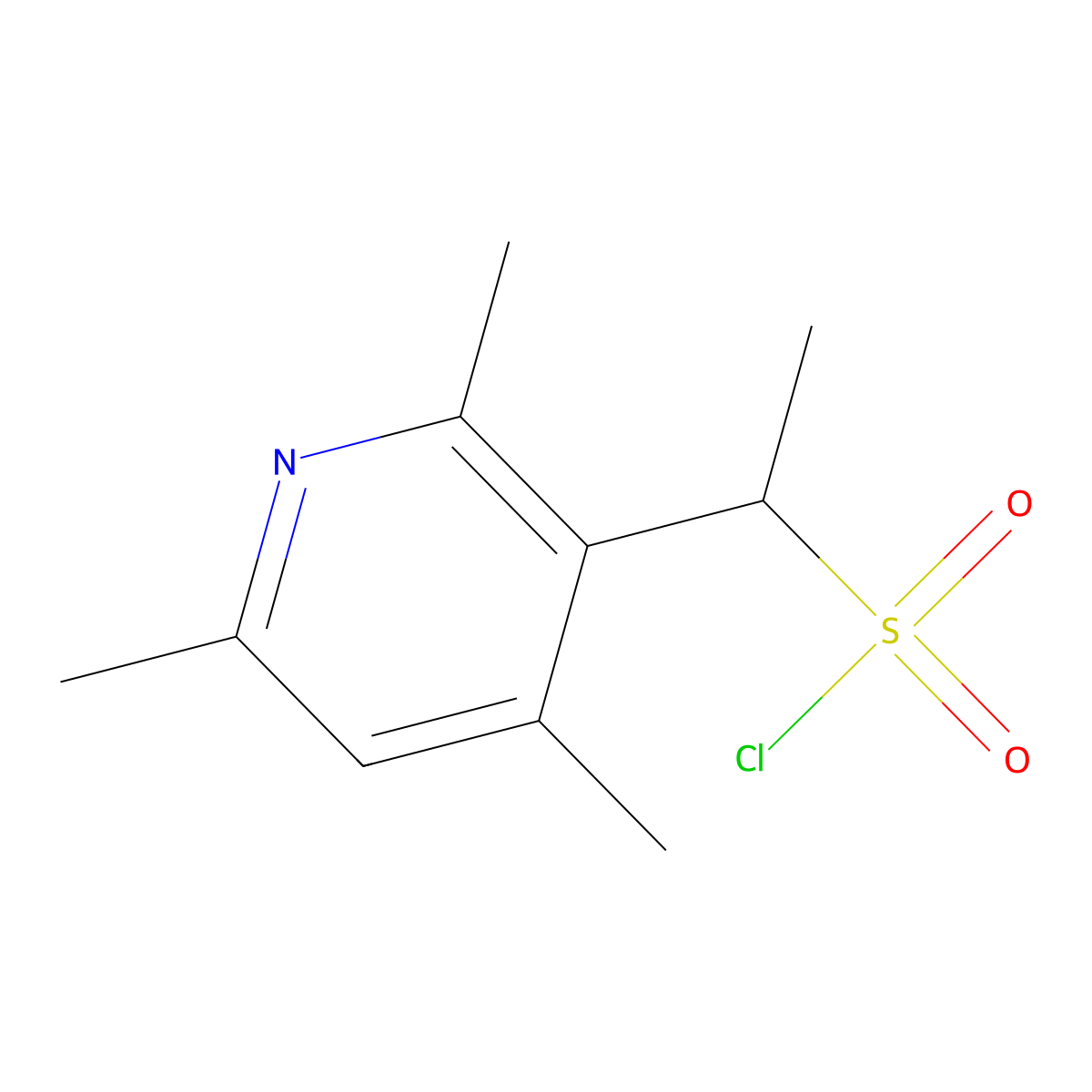 1-(2,4,6-Trimethylpyridin-3-yl)ethane-1-sulfonyl chloride molecular structure, CAS 1249455-91-1