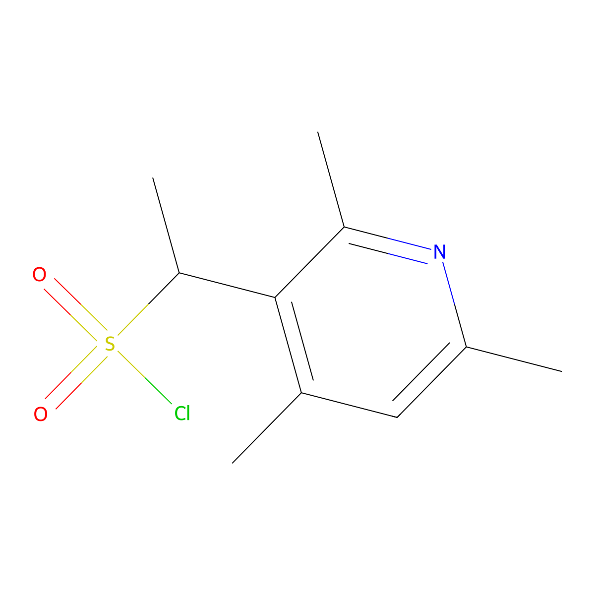 1-(2,4,6-Trimethylpyridin-3-yl)ethane-1-sulfonyl chloride molecular structure, CAS 1249455-91-1