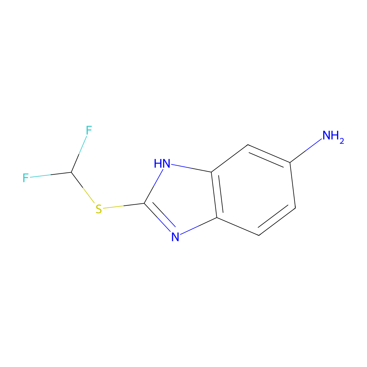 2-[(Difluoromethyl)sulfanyl]-1H-1,3-benzodiazol-6-amine molecular structure, CAS 1249457-19-9