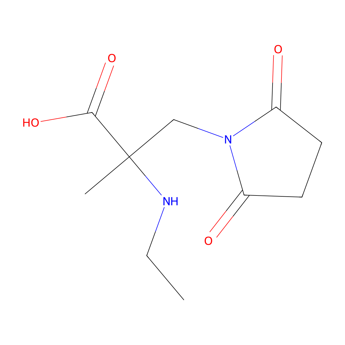 3-(2,5-Dioxopyrrolidin-1-yl)-2-(ethylamino)-2-methylpropanoic acid molecular structure, CAS 1249457-67-7