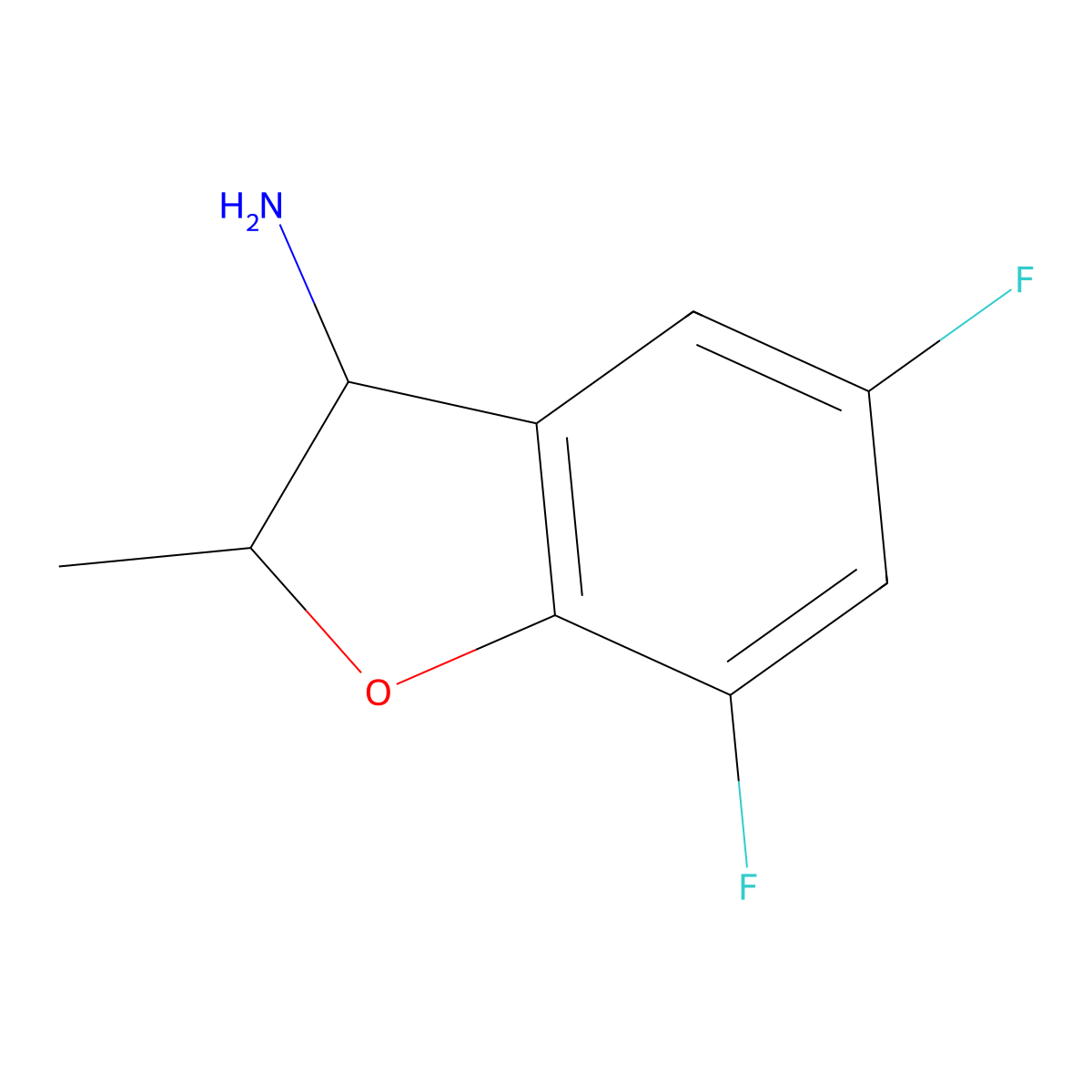 5,7-Difluoro-2-methyl-2,3-dihydro-1-benzofuran-3-amine molecular structure, CAS 1249457-80-4