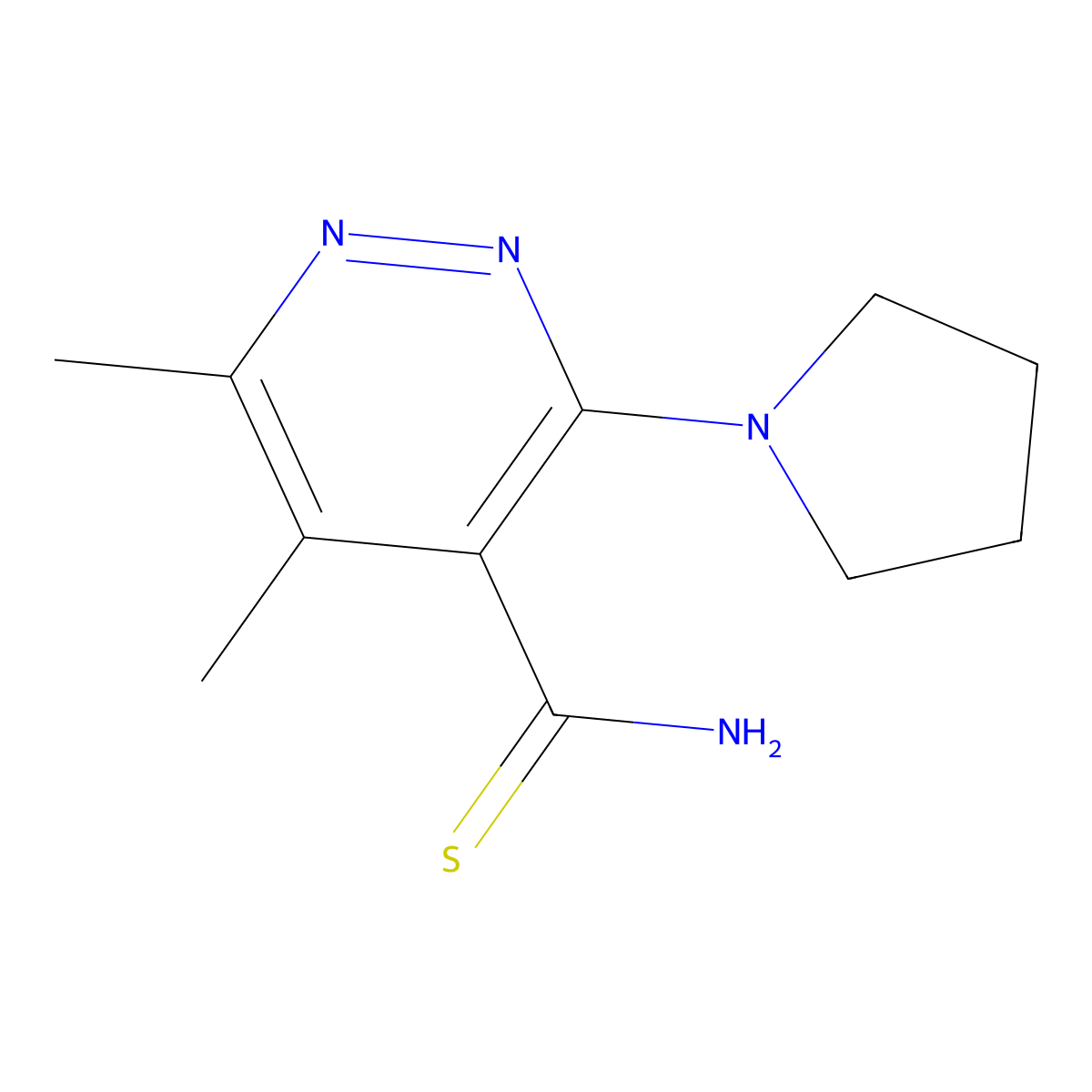 5,6-Dimethyl-3-(pyrrolidin-1-yl)pyridazine-4-carbothioamide molecular structure, CAS 1249465-16-4