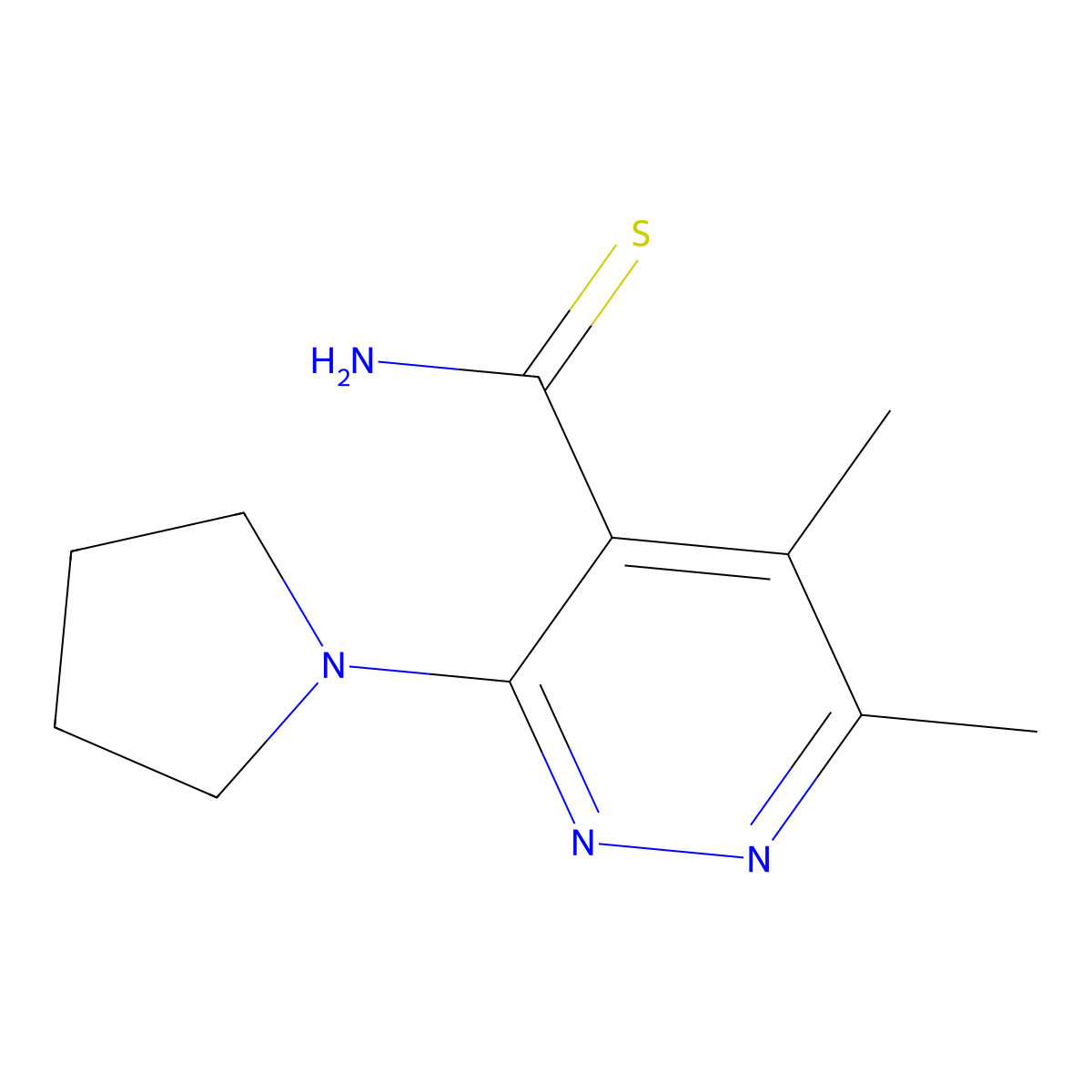 5,6-Dimethyl-3-(pyrrolidin-1-yl)pyridazine-4-carbothioamide molecular structure, CAS 1249465-16-4