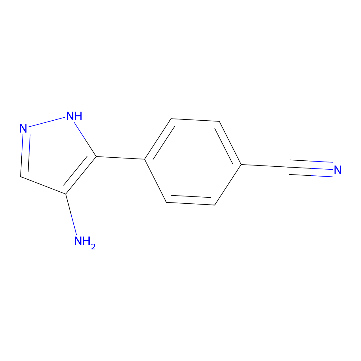 4-(4-amino-1H-pyrazol-5-yl)benzonitrile molecular structure, CAS 1249466-04-3