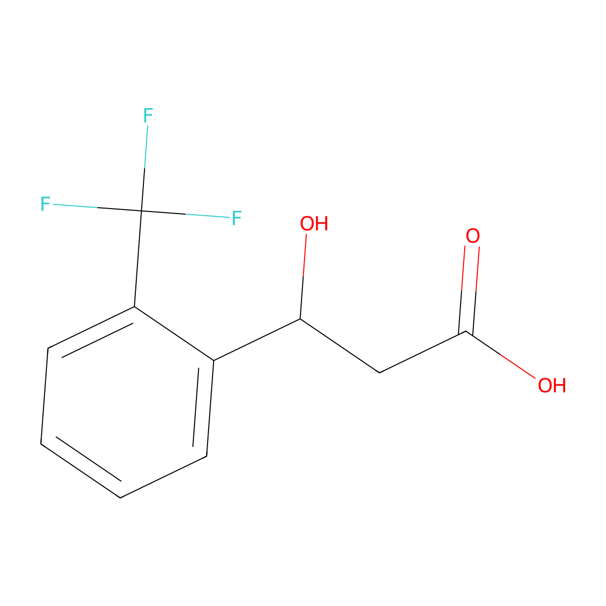 3-Hydroxy-3-(2-(trifluoromethyl)phenyl)propanoic acid molecular structure, CAS 1249467-87-5