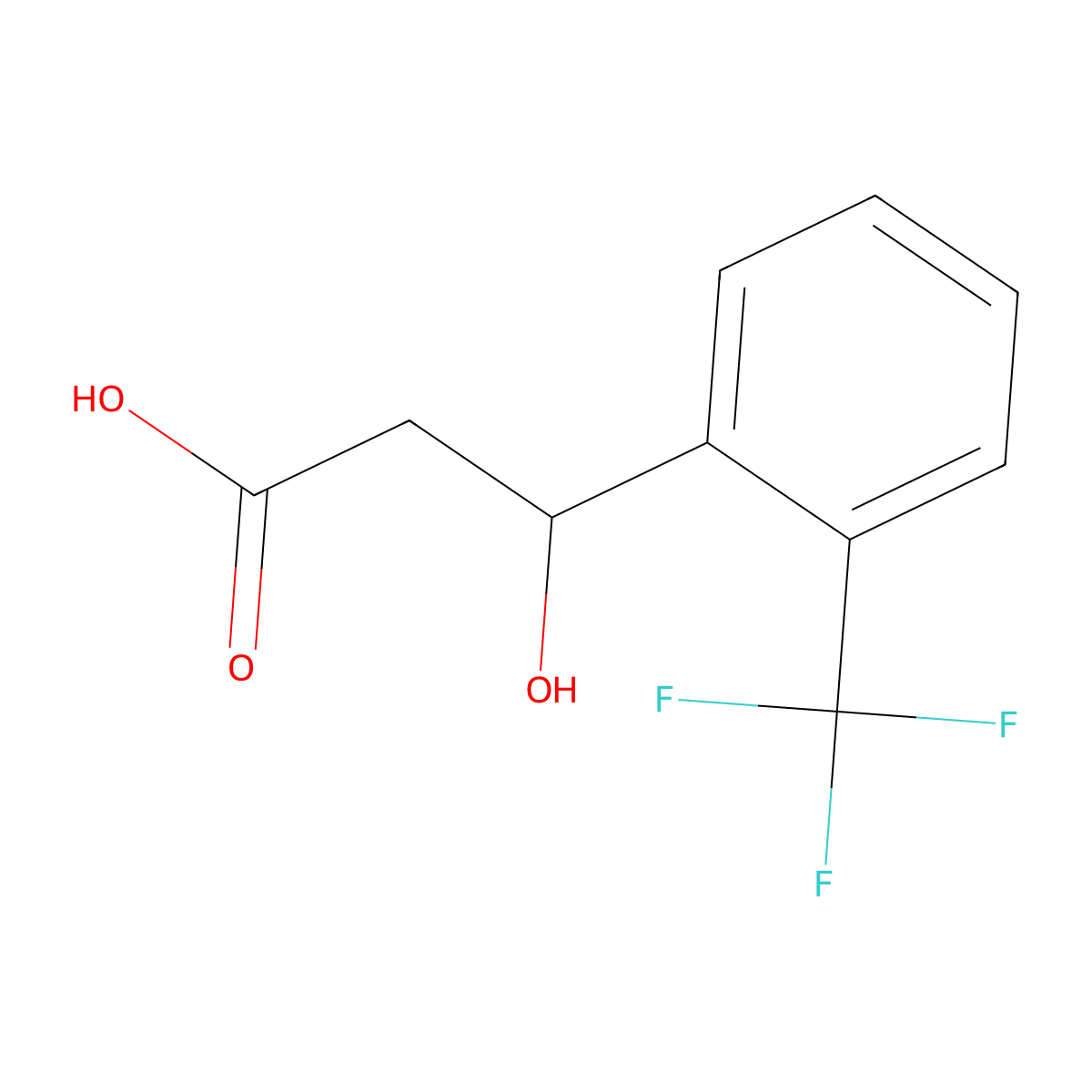 3-Hydroxy-3-(2-(trifluoromethyl)phenyl)propanoic acid molecular structure, CAS 1249467-87-5