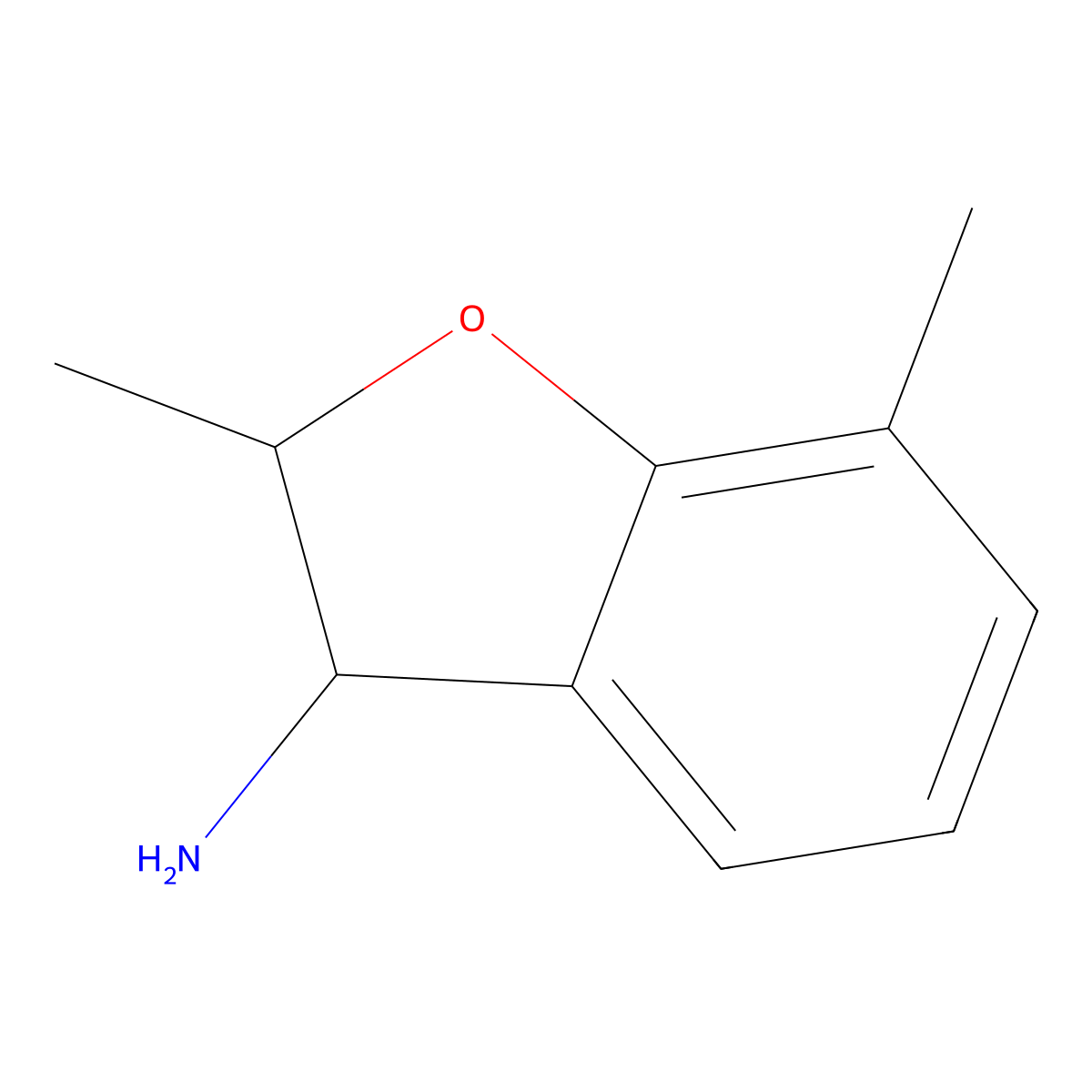 2,7-Dimethyl-2,3-dihydro-1-benzofuran-3-amine molecular structure, CAS 1249468-72-1