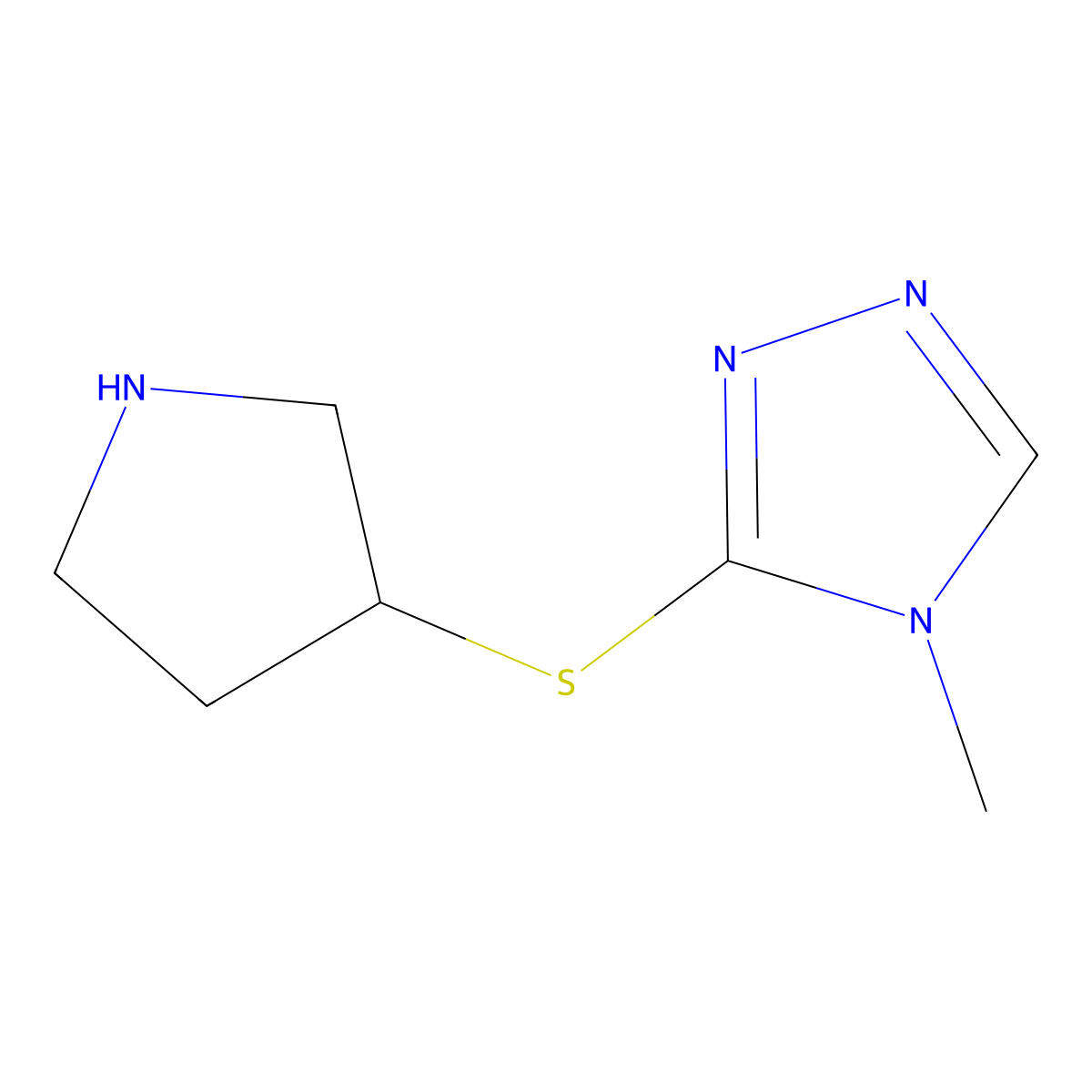 4-methyl-3-(pyrrolidin-3-ylsulfanyl)-4H-1,2,4-triazole molecular structure, CAS 1249478-46-3