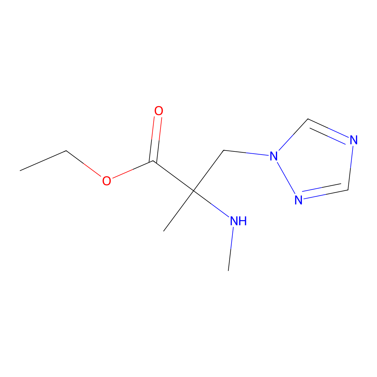 Ethyl 2-methyl-2-(methylamino)-3-(1h-1,2,4-triazol-1-yl)propanoate molecular structure, CAS 1249480-64-5