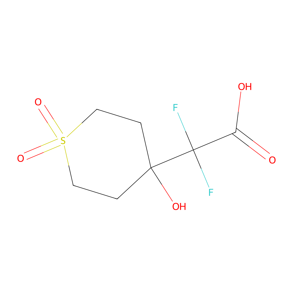 2,2-Difluoro-2-(4-hydroxy-1,1-dioxo-1lambda6-thian-4-yl)acetic acid molecular structure, CAS 1249486-02-9