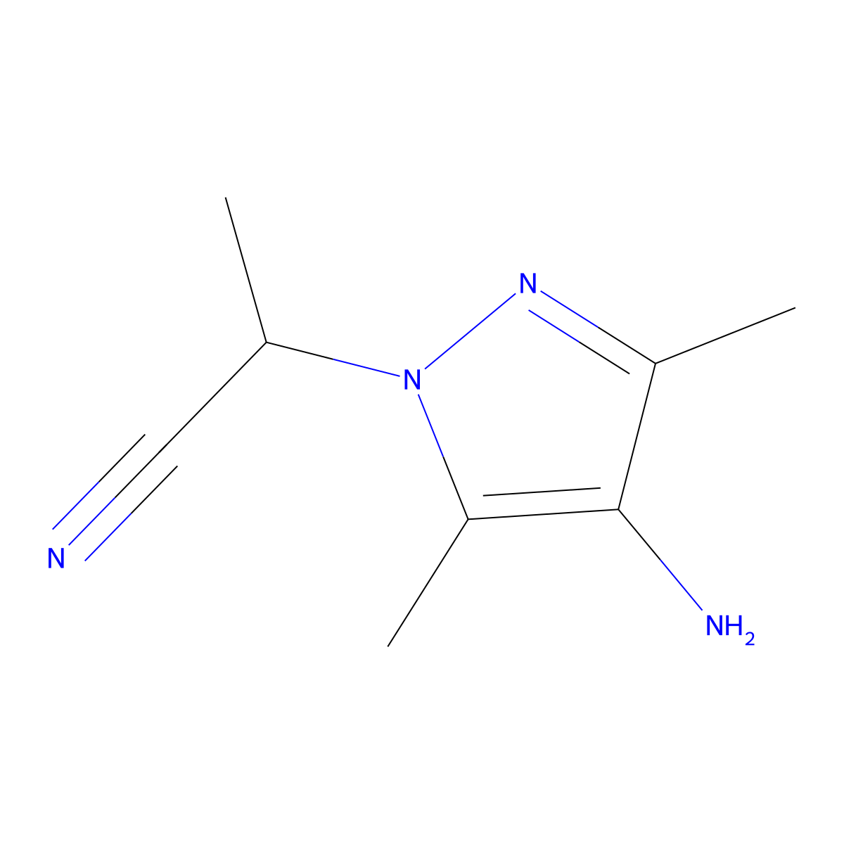 2-(4-amino-3,5-dimethyl-1H-pyrazol-1-yl)propanenitrile molecular structure, CAS 1249489-34-6