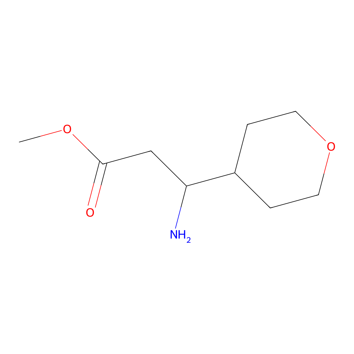 Methyl 3-amino-3-(oxan-4-yl)propanoate molecular structure, CAS 1249491-73-3