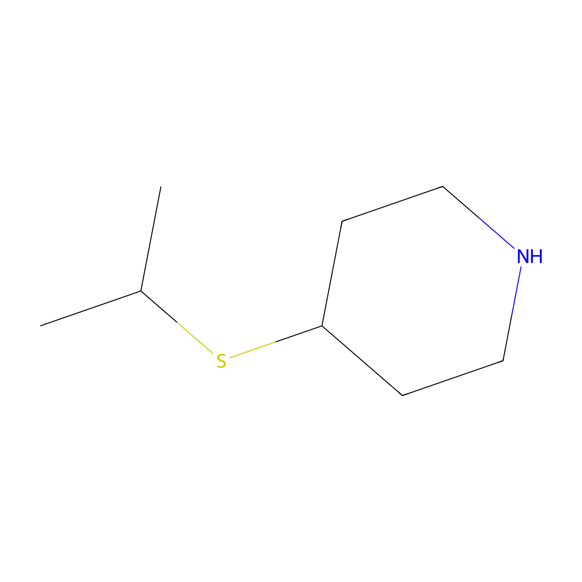 4-(Propan-2-ylsulfanyl)piperidine molecular structure, CAS 1249492-30-5