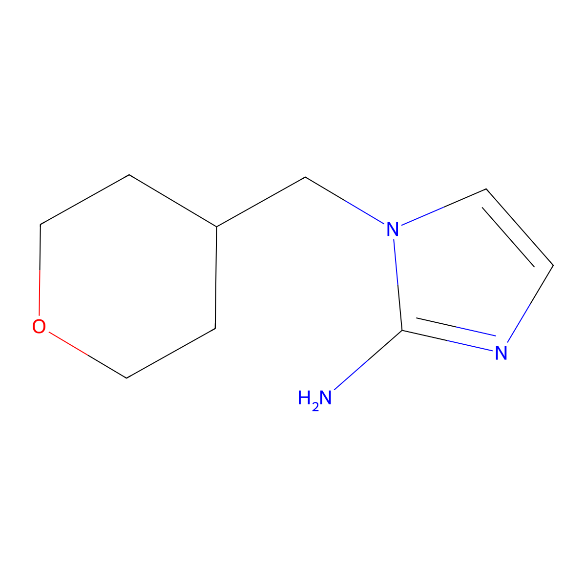 1-[(Tetrahydro-2H-pyran-4-yl)methyl]-1H-imidazol-2-amine molecular structure, CAS 1249493-51-3